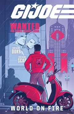 A man in a leather jacket looking at a wanted poster in the middle of a city.