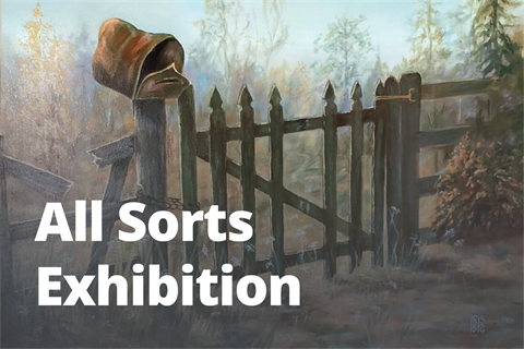All Sorts Exhibition, oil painting of an old tattered wooden fence.