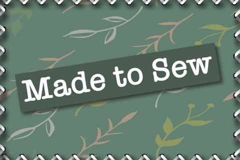 Made to Sew logo over green leaf patterned background.