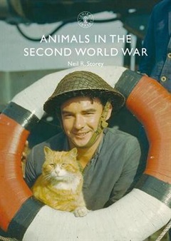 A smiling soldier and an orange tabby cat in a life ring..