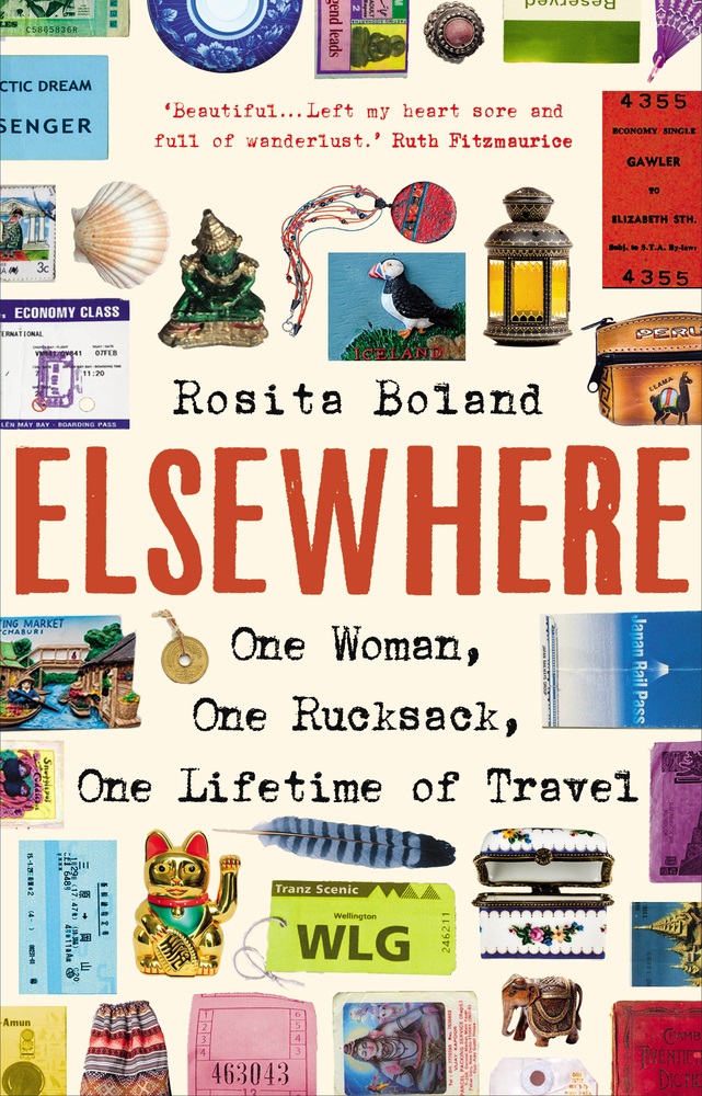 Book cover of random items picked up while travelling. Elsewhere by Rosita Bland. 
