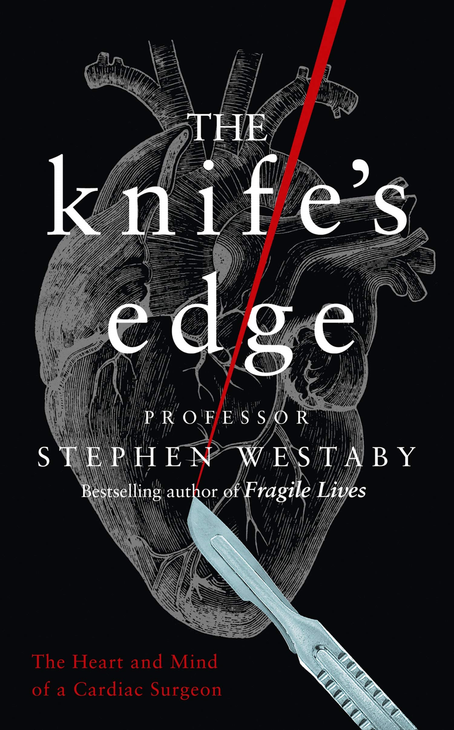 Book cover of heart. The Knifes Edge by Stephen Westaby.