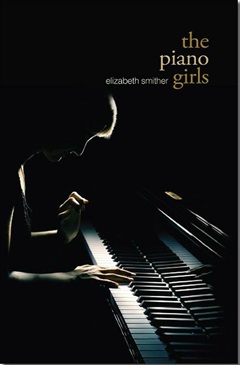 Silhouette of young woman playing the piano.