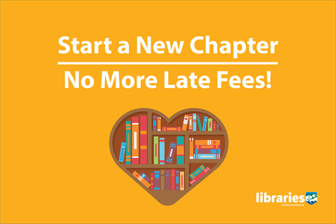 Love heart book shelf. Start a new chapter. No more late fees!