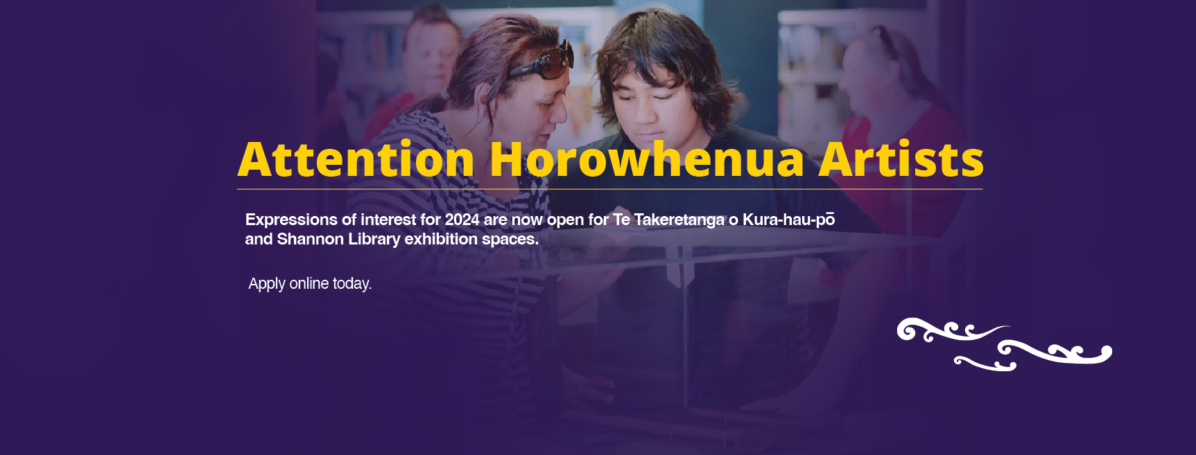 Attention Horowhenua Artists, Expressions of interest are now open for Te Takeretanga o Kira-hau-pō and Shannon Library exhibition spaces.