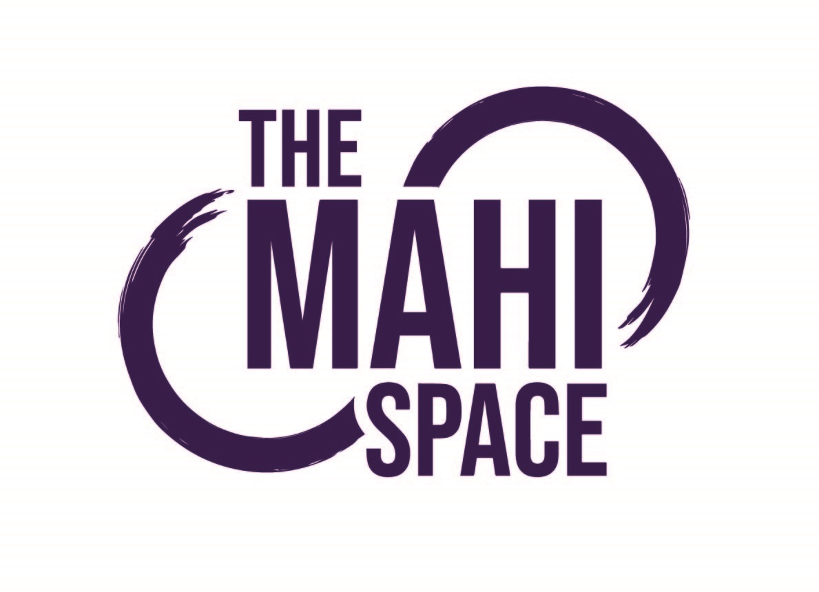 Purple TheMahi Space logo on a white background.